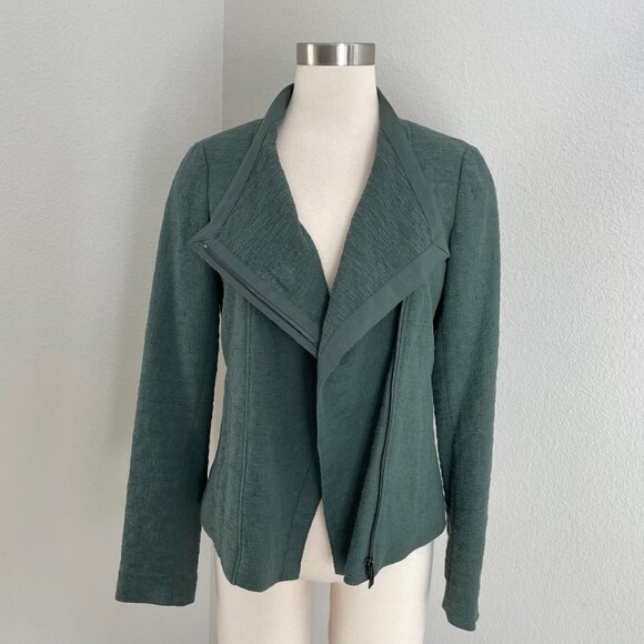 Vince Womens Small Textured Green Zip Up Jacket Cotton Blend - Picture 7 of 11